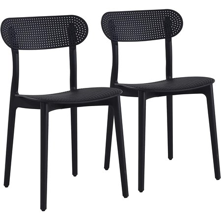 ISL FURNISHINGS Zuho Modern Indoor Outdoor Chair 2, Pure Black CH55DC-2PK-PP01